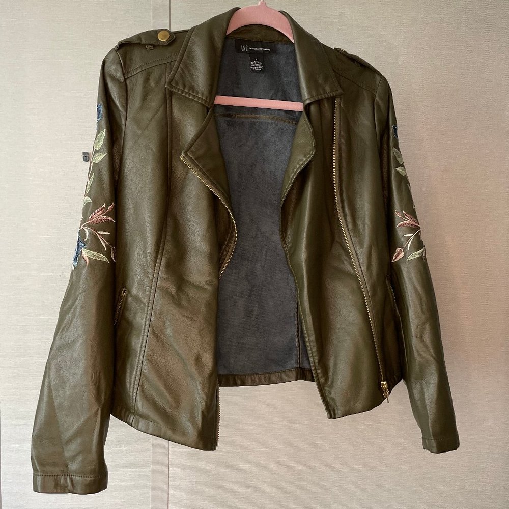 INC Green Faux Leather Jacket